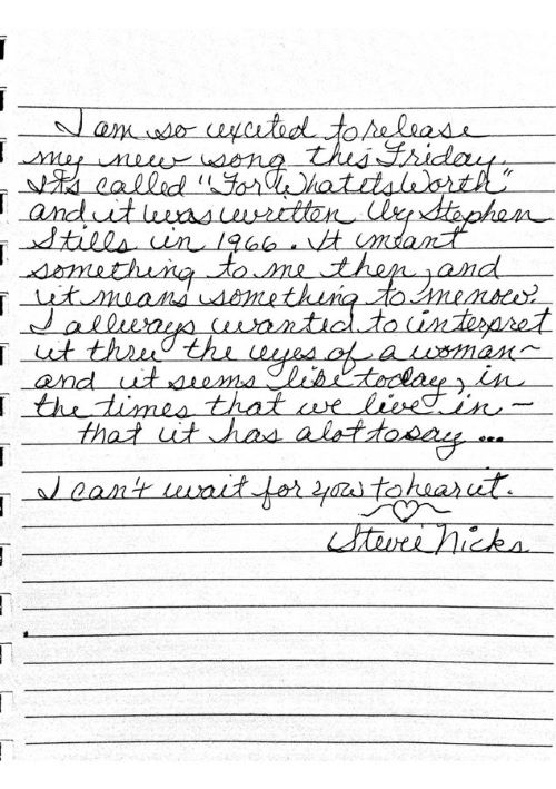 STEVIE NICKS LETTER