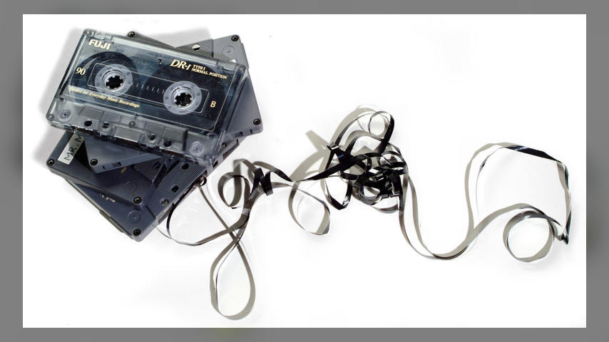 ST/CASSETTE Washington Post Studio DATE: 10/9/02 PHOTO: Julia Ewan/TWP Pile of cassette tapes and cassette tape with the tape pulled out for story on the death of the cassette tape. (Photo by Julia Ewan/The The Washington Post via Getty Images)